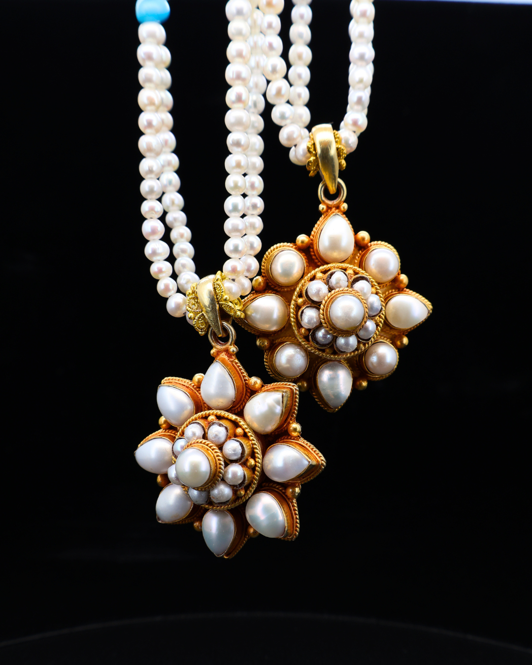 Twin Pearl Mandala Necklace – Tibetan Handmade (2 Styles)