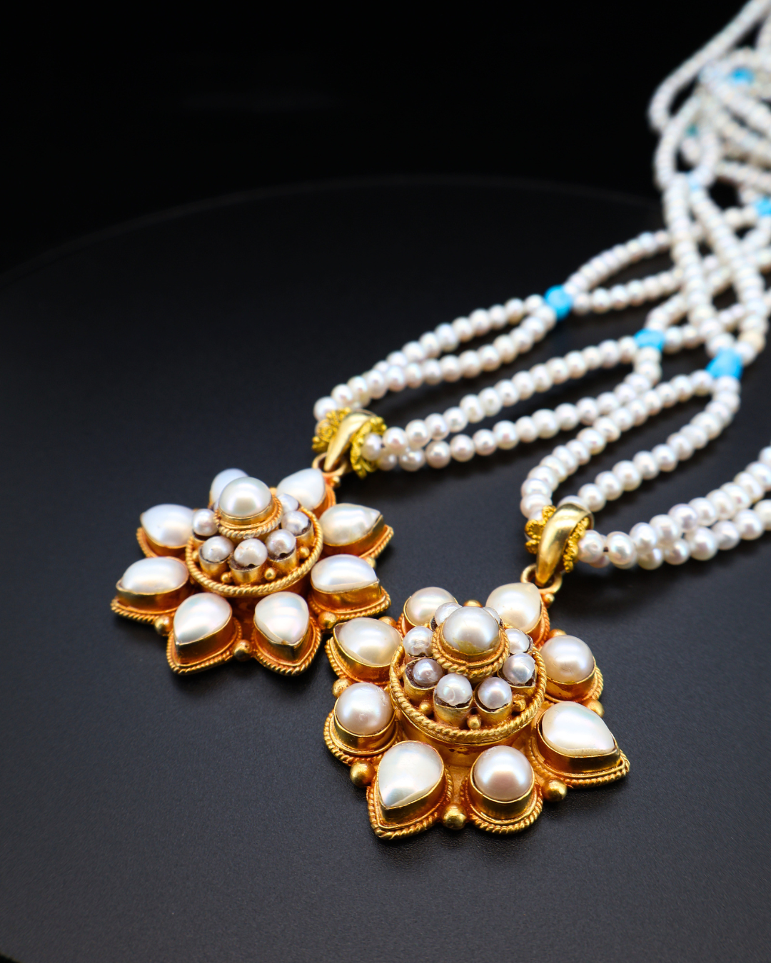 Twin Pearl Mandala Necklace – Tibetan Handmade (2 Styles)