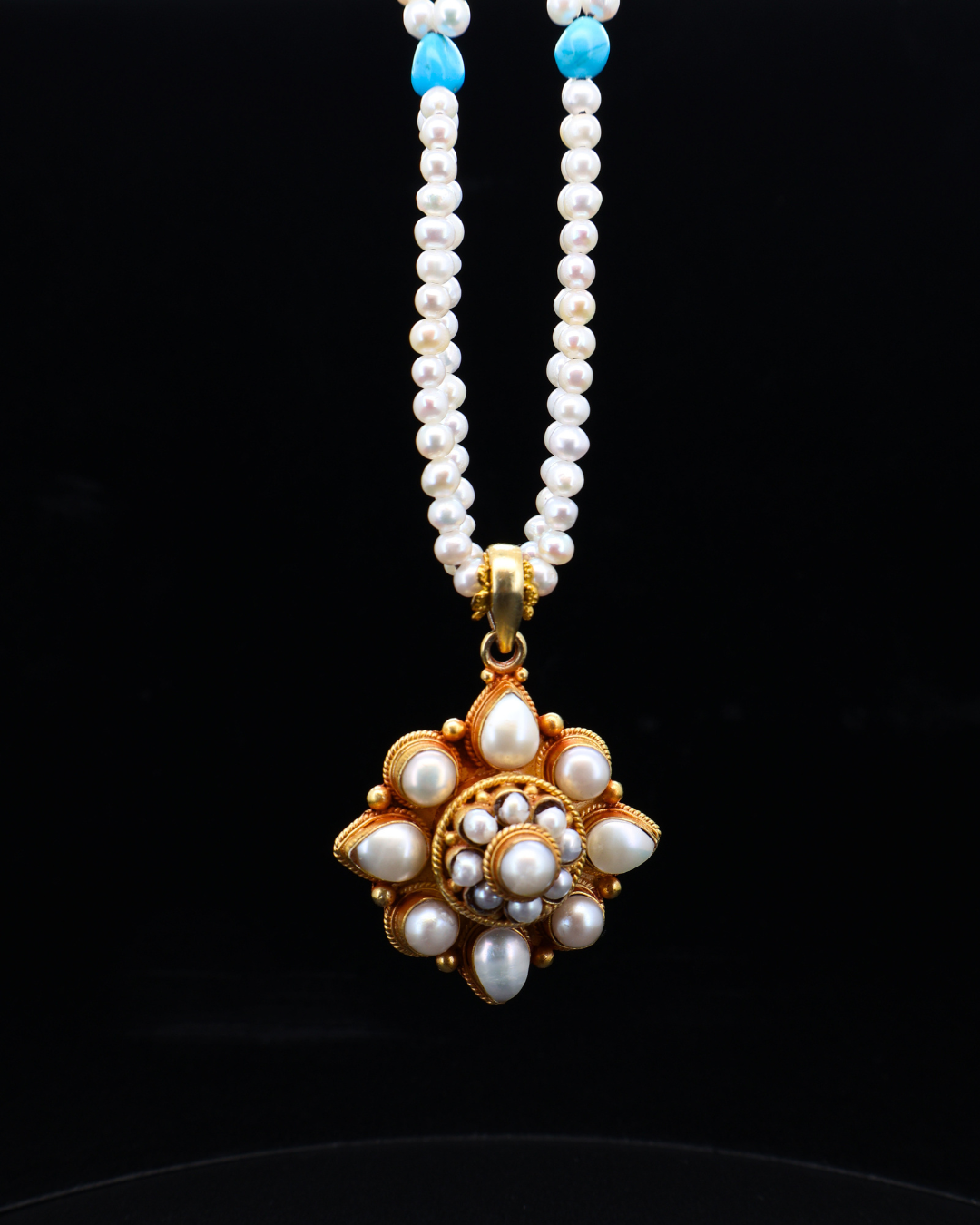 Twin Pearl Mandala Necklace – Tibetan Handmade (2 Styles)