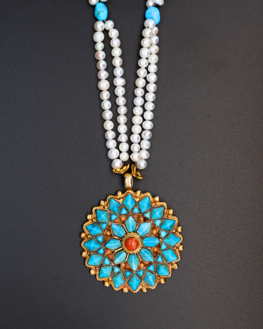 Double-Layer Lotus Mandala Necklace – Handmade in Tibet