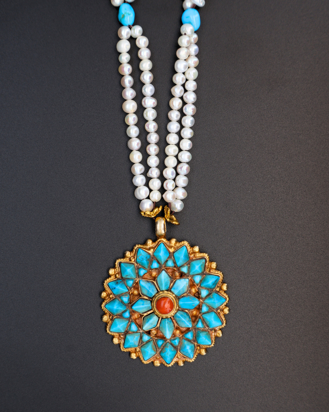 Double-Layer Lotus Mandala Necklace – Handmade in Tibet