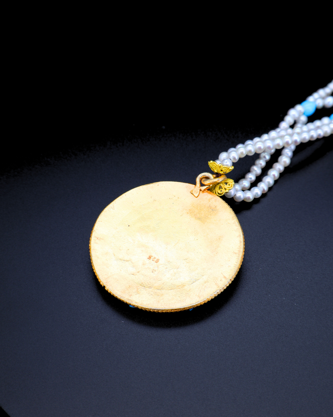 Sacred Lotus Mandala — Turquoise & Pearl Necklace