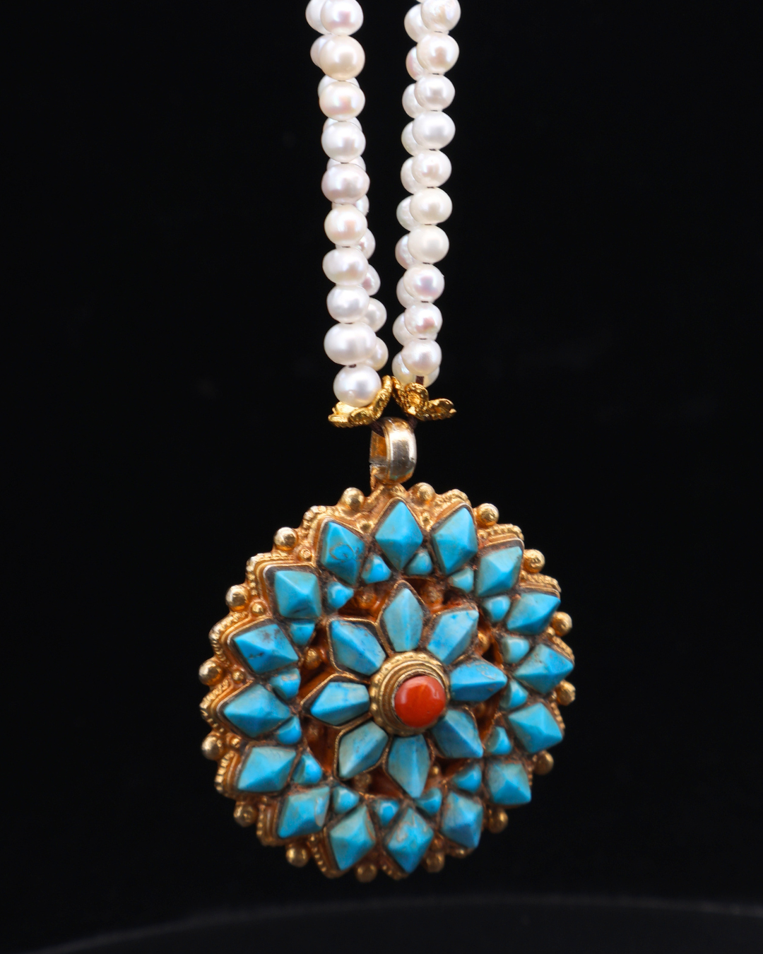 Double-Layer Lotus Mandala Necklace – Handmade in Tibet