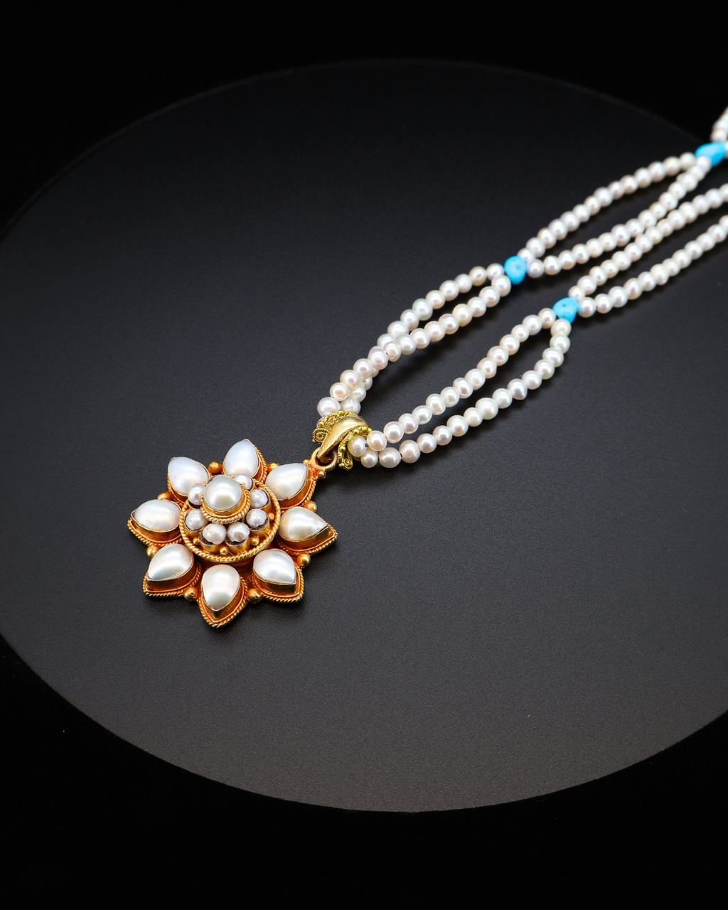 Twin Pearl Mandala Necklace – Tibetan Handmade (2 Styles)