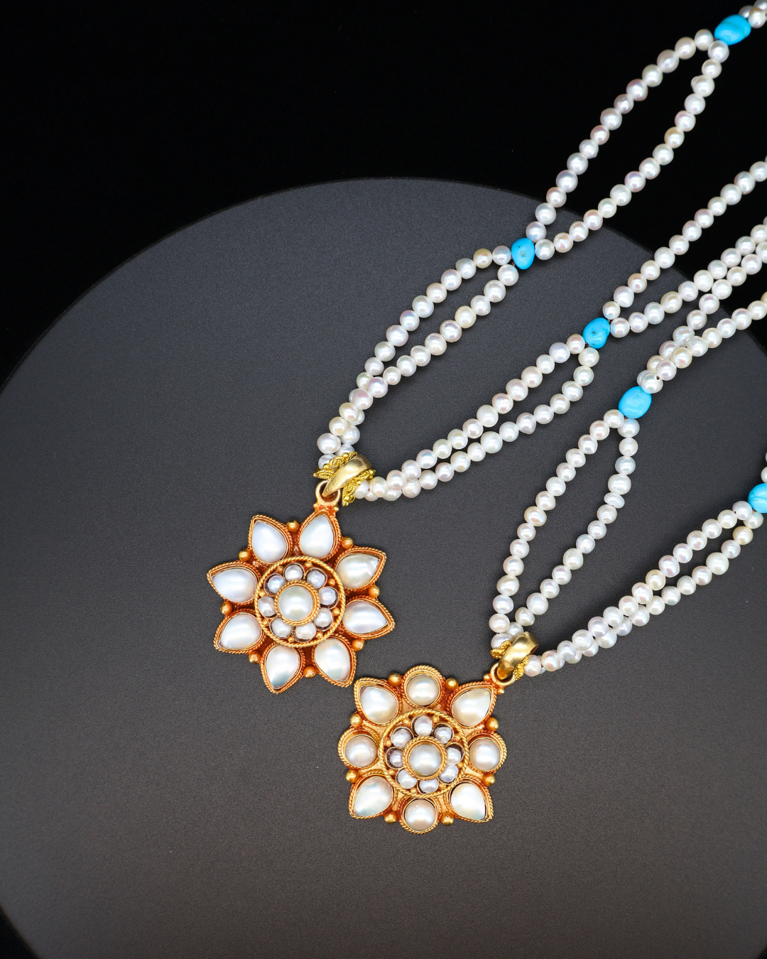 Twin Pearl Mandala Necklace – Tibetan Handmade (2 Styles)