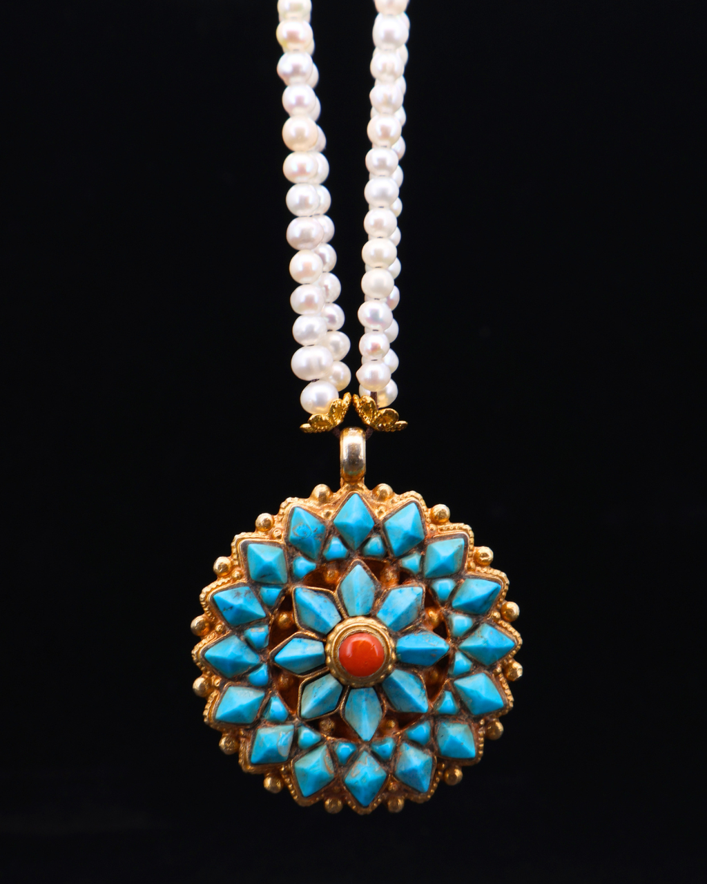 Double-Layer Lotus Mandala Necklace – Handmade in Tibet