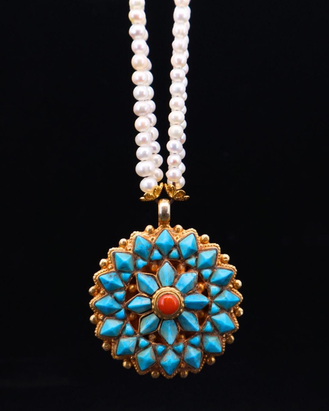 Double-Layer Lotus Mandala Necklace – Handmade in Tibet