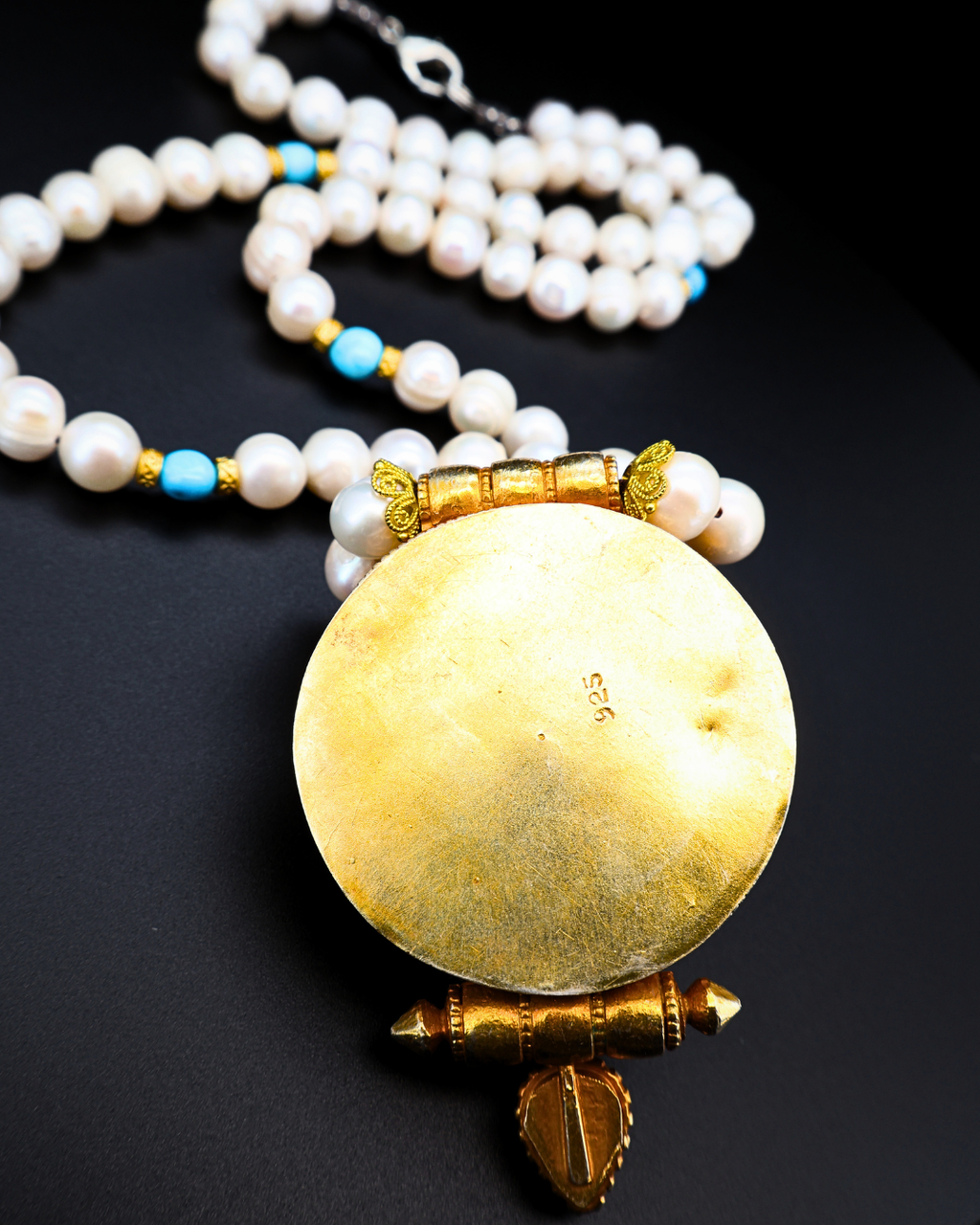 Sacred Radiance Ghau Pendant – Pearl, Turquoise & Coral Tibetan Amulet Necklace