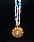Double-Layer Mandala Necklace – Pearl & Turquoise | Handmade in Tibet