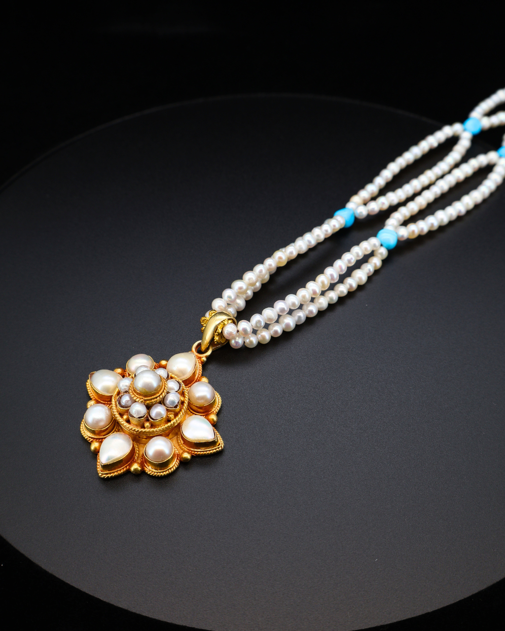 Twin Pearl Mandala Necklace – Tibetan Handmade (2 Styles)