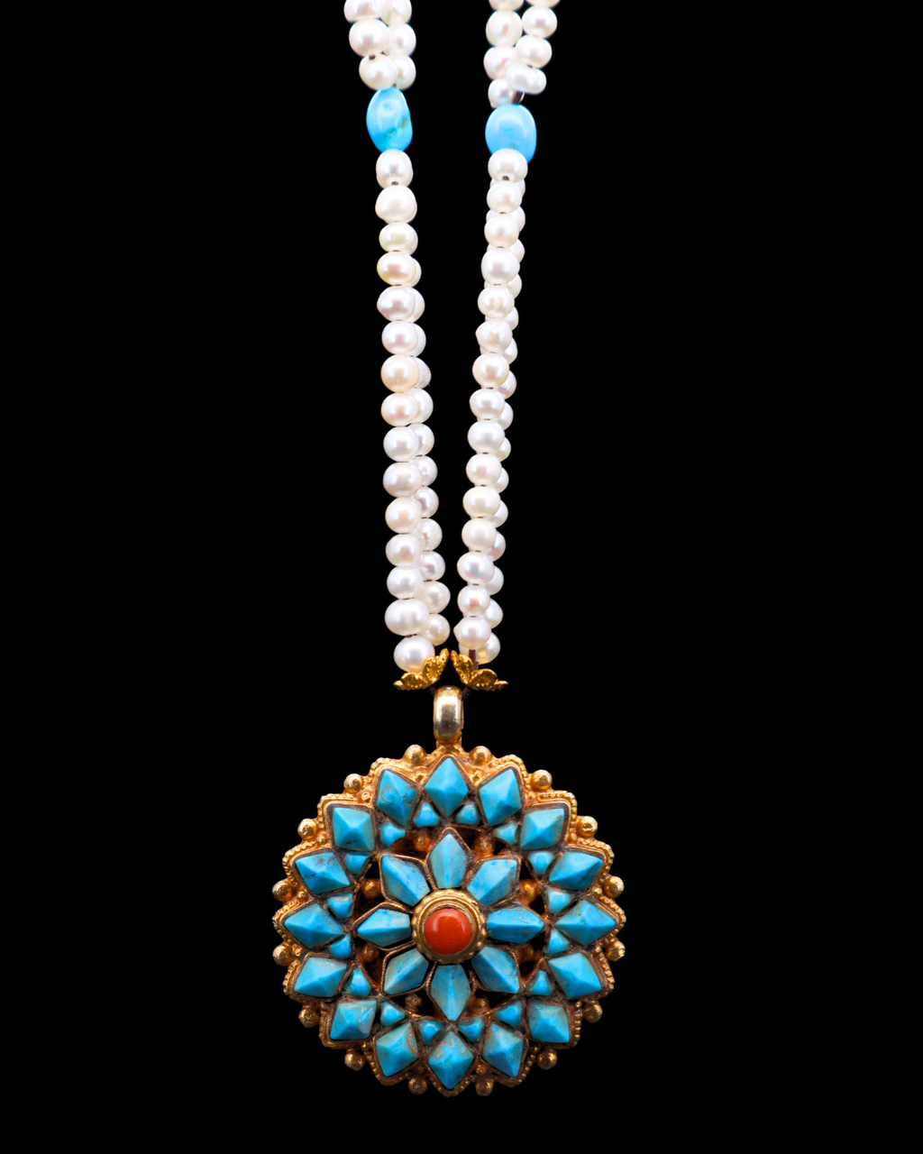 Double-Layer Lotus Mandala Necklace – Handmade in Tibet