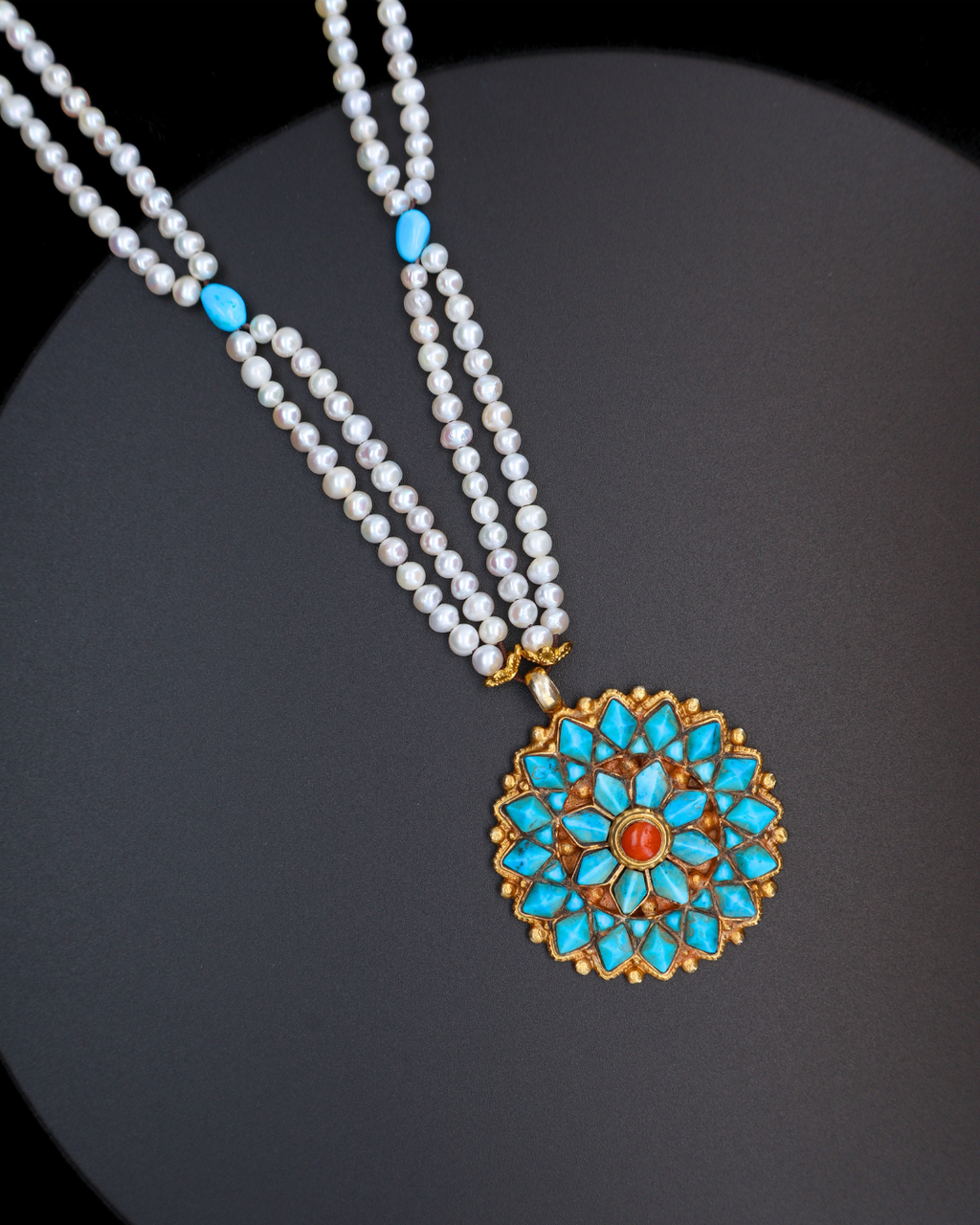 Double-Layer Lotus Mandala Necklace – Handmade in Tibet
