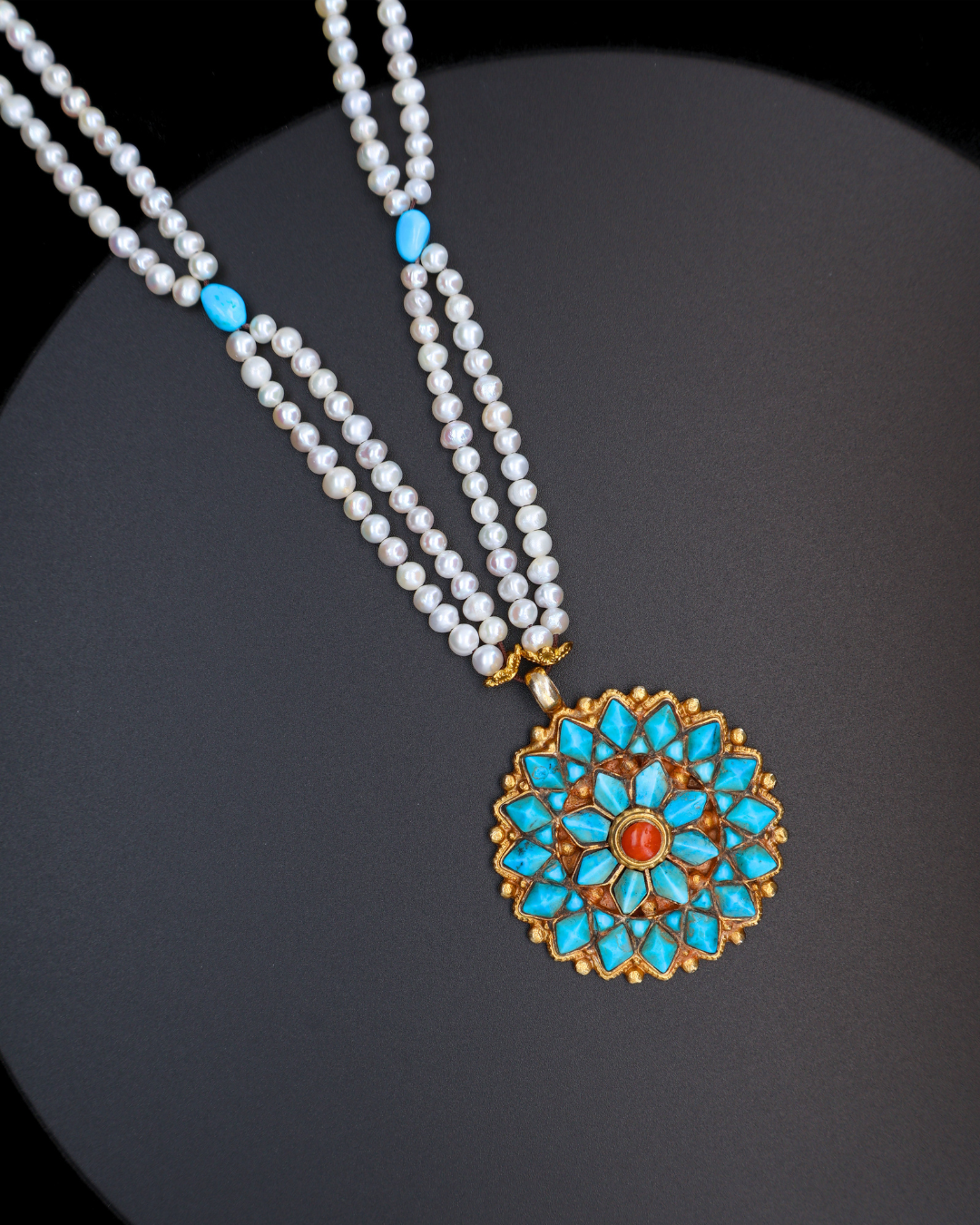 Double-Layer Lotus Mandala Necklace – Handmade in Tibet