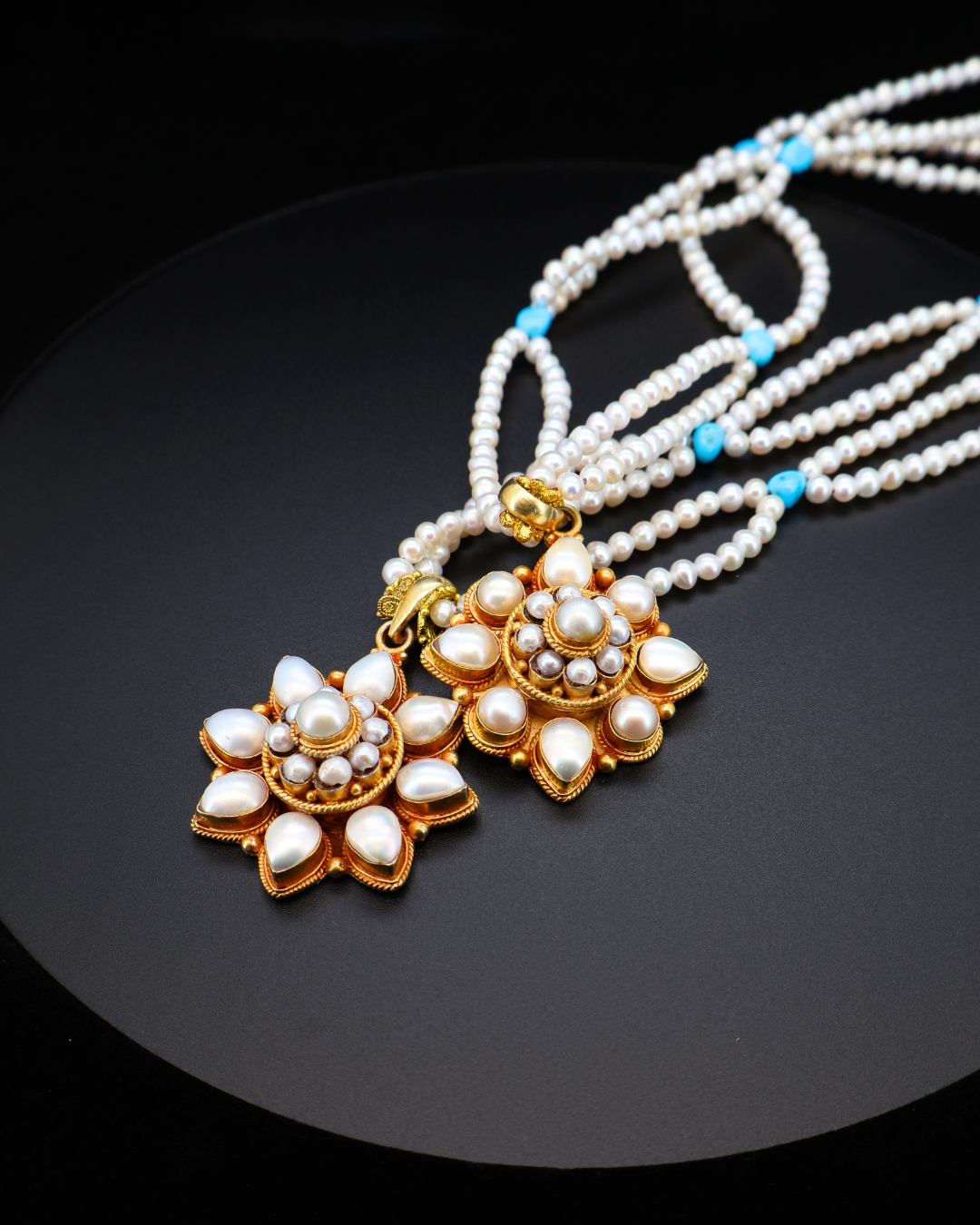 Twin Pearl Mandala Necklace – Tibetan Handmade (2 Styles)