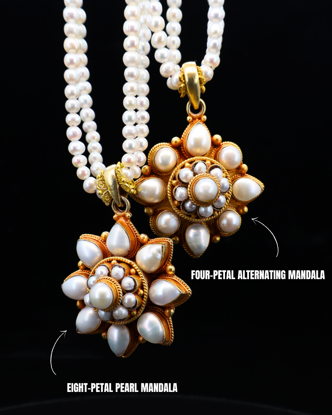 Twin Pearl Mandala Necklace – Tibetan Handmade (2 Styles)