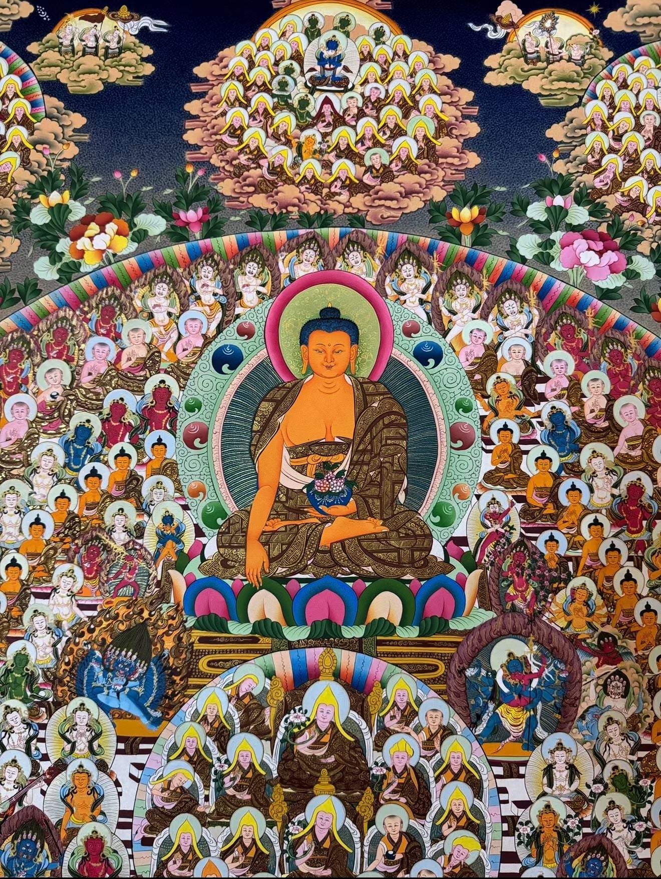 Handcrafted Shakyamuni Buddha Thangka with 24K Gold Work | 100 × 70 cm