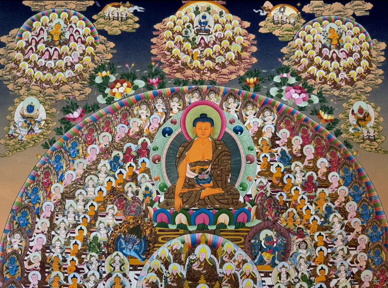 Handcrafted Shakyamuni Buddha Thangka with 24K Gold Work | 100 × 70 cm